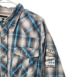 Wish Bone Country Western Shirt Men's Size XL Long‎ Sleeve Embroidered/Patched